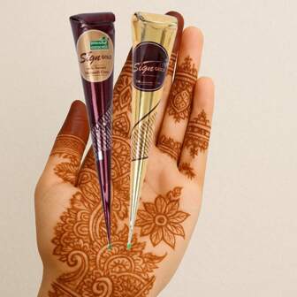 1pc 100% Natural Organic Brown Henna Paste, Brown & Red Henna Tattoo Paste, Temporary Tattoo, Semi-Permanent Henna Tattoo Paste, Waterproof Henna Paste Template For Body Art And Temporary Tattoos