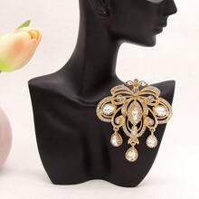 1 pezzo Spilla marocchina/algerina, spilla/pendente per sciarpa a 2 in 1 con motivo retrò floreale traforato, placcato oro, gioielli in stile arabo, regalo di compleanno