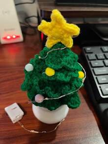 手工制作的圣诞树盆栽钩针编织，配有礼品盒和木质标签，独特的手工礼物，适合家庭和办公桌装饰，适合老师、同事、妈妈、姐妹、朋友圣诞树盆栽：针织圣诞树，适合家人朋友教室家庭办公室装饰圣诞装饰和装饰品 - 漸層色 - 查看 8