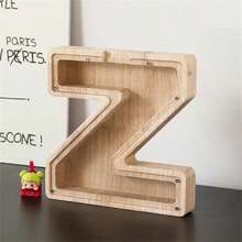 Madebyblanc 木制大号字母储蓄罐 带首字母的存钱罐 硬币存钱罐 生日、圣诞节、节日趣味礼物