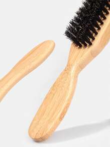 Natural Boar Bristle Hair Brush With Bamboo Handle - Suitable For All Hair Types, Helps Create Smooth Hairstyles, Tames Frizz, Enhances Shine, Features High-Quality Boar Bristles, Fragrance-Free, Expertly Designed. - Multicolor - View 2