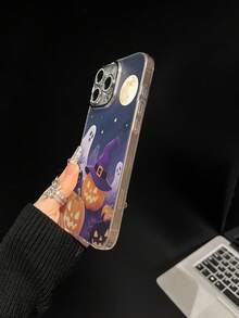 Spooky Pumpkin Personalized Phone Case Compatible With IPhone 16 Pro Max, 15, 14 Plus, 13, 12, 11 Protective Cover - Fine Hole Feather Yarn - View 3