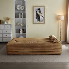 Modern Floor Sofa With 2 Pillows,Convertible Plush Corduroy Foam-Filled Sleeper Sofa Bed,15" Full Size Folding Mattress For Living Room,Guest Bed,No Assembly Required - Lạc đà - Xem 11