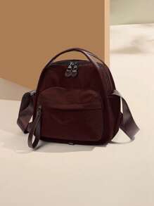 2025春夏新款轻质帆布女士斜挎包，休闲百搭多口袋手提包，时尚拉链开合托特包适合日常使用，购物，手机袋，学院风小方包