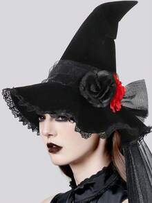 1 件新款万圣节女巫帽、巫师帽、魔术师帽、尖顶帽和复古骑士帽，采用涤纶制成，非常适合聚会和节日 - 彩色 - 查看 7