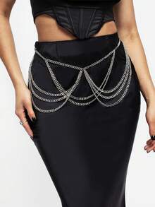 1件哥特式多层流苏吊坠腰链，适合日常佩戴、万圣节、节日和约会。 - 銀色 - 查看 1