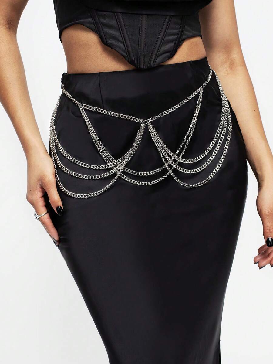 1件哥特式多层流苏吊坠腰链，适合日常佩戴、万圣节、节日和约会。 - 銀色 - 查看 1