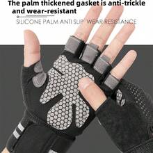 1 Pair Fitness Gloves With Wrist Support, Half Finger, Silicone Anti-Slip Anti-Callus Wrist Strap Gloves For Pull-Ups, Bench Press, Gym Workout