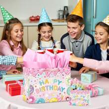 Sweet One Birthday Gift Bag Donut 1st Happy Birthday Gift Bag With Card And Tissue Paper Sweet First Donut Ice Cream Gift Wrapping Bag Treat Goodie Bag For One Year Old Girl First Birthday Baby Shower