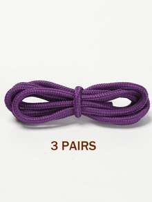 3 Pairs Polyester Braided Shoelaces, Round Laces For Sneakers, Outdoor Running Shoes, Canvas Shoes, Classic Solid Color Versatile Shoe Accessories