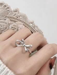 1 chiếc nhẫn nơ thời trang, nhẫn hở bằng thép không gỉ có thể điều chỉnh dành cho nữ, màu vàng, trang sức mùa hè dự tiệc bãi biển. - Vàng - Xem 6