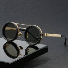 1 pieza Gafas de moda de unicolor estilo retro con estilo, lentes giratorias - brillo ajustable, marco de aleación, lentes TAC de color negro y gris - Multicolor - Ver 18