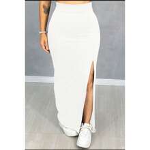 Women's Long Slit Skirt - 白色 - 查看 1
