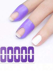 1pack/10pcs Nail Polish Protector For Fingers, U Shape Latex Nail Polish Barrier, Peel Off Skin Cuticle Protector, Purple Nail Guard Tape For Nail Stickers, Painting, Manicure - 紫色 - 查看 11
