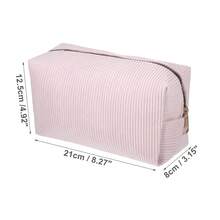 Women Durable Solid Color Cosmetic Bag For Vacation Camping Gym Travel - Pink - View 2