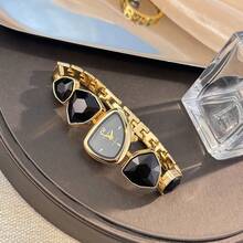 1pc Women's Asymmetrical Shape Alloy Case Colorful Rhinestone High-End Unique Personalized Quartz Watch - one-size - View 18