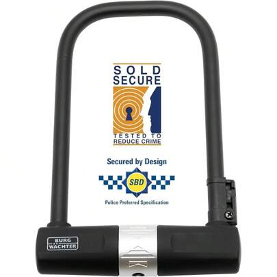Burg Wachter 1600HB Sold Secure Gold Approved D Lock Bike Lock, Grey/Black, Small