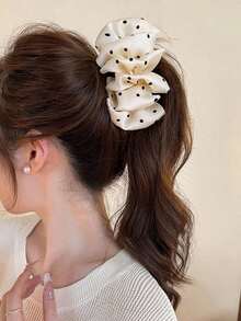 1 Peça Clipe de Cabelo Plissado de Poá Elegante e Casual de Poliéster de Cor Sólida, Adequado para Combinação Diária e Todas as Estações, Clipe de Cabelo, Clipe de Cabelo, Material Escolar, Clipes de Garra, Grampos de Cabelo, Presilha de Cabelo, Barras de Cabelo, Clipes para Cabelo, Acessórios de Cabelo - Multicolorido - Visão 4