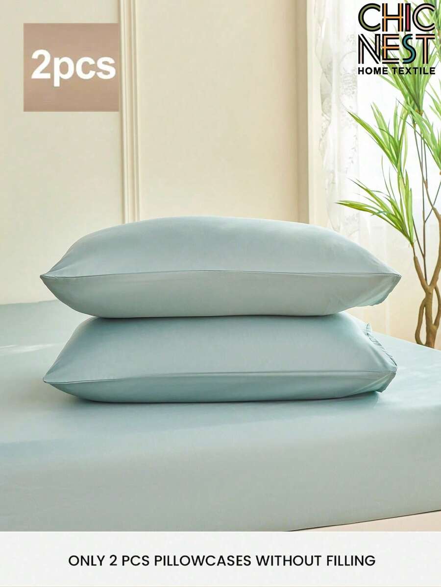 2pcs/Set Light GREEN Premium Brushed Microfiber Envelope Pillowcases Set, Soft Breatheable Pillow Covers Without Filling Luxurious, Ultra Soft And Breathable, No Filler, Machine Washable ,Good Gifts For Friend And Trip  Cooling Pillow Covers With Envelope Closure, Luxury Bed Pillow Cover, Ultra Soft Hotel Pillow Protector, Fit For Standard Queen King Twin Back School Domitory Bedding - Pastel Green - View 1