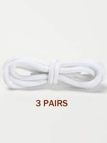 3 Pairs Polyester Braided Shoelaces, Round Laces For Sneakers, Outdoor Running Shoes, Canvas Shoes, Classic Solid Color Versatile Shoe Accessories