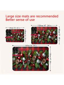 1件装圣诞雪球格子门垫 - 防滑，加厚海绵垫，可机洗，柔软吸水，适合家居装饰，非常适合客厅、卧室入口、浴室装饰、圣诞装饰、家居装饰、节日装饰、玄关装饰、厨房地毯