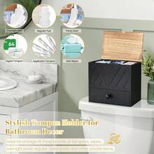 Tampon Holder For Bathroom Decor Feminine Product Organizer With Lid And Drawer  Week Tampon Storage Wood Pad And Tampon Organizer For Toilet Organizer Bathroom Accories Box For Girl Stuff