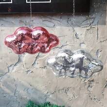 Bohemian (Cloud-Shaped) Disco Ball Decor - Shiny Sequin Mirror Pendant With Metal Chain, Suitable For Weddings, Home Bars And Boho Parties (No Power Required)