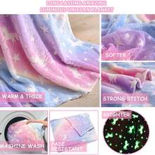 1pc Rainbow Unicorn Pattern Design Flannel Glow In The Dark Blanket. Made Of High-Quality Flannel Fabric, Soft And Skin-Friendly, More Suitable For Teenagers. It Is Warm And Comfortable, Suitable For Sofa, Bedroom And Travel, And Is An Excellent Gift For Friends And Classmates. - Coral Pink - View 7