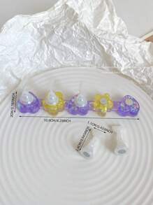 3D树脂亚克力扎染果冻色亮片星星爱心排列底座，配5个极光彩色美甲展示架，日式美甲DIY工具及摄影道具