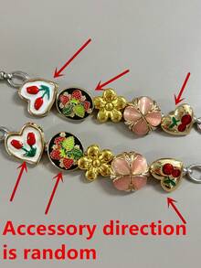 1pc Fashionable Retro Y2K Hiphop Flower Rose Star Strawberry Butterfly Oil Drop Love Stainless Steel Chain Bracelet, Versatile For Women Summer, Holiday, Party, Beach, Ball - Multicolor - View 3