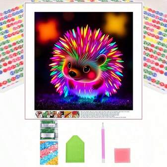 1 st söt igelkott 5D diamantmålningssats, ramlös DIY-hantverkskonst, utsökt rumsdekor. Helrund diamant DIY-målningssats, fritid, stresslindring, handgjord prickeffekt perfekt, juldekorationsgåva