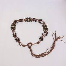 Bohemian Style Handwoven Beaded Waist Chain - Versatile Women's Belt With Wooden Beads & Crystal Accents, Butterfly Design - 蝴蝶黃鑽 - 查看 9