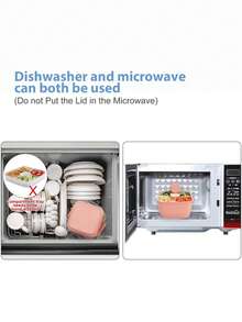 1PC 1.5L Hộp cơm trưa hai lớp di động, Hộp cơm trưa văn phòng, kín và di động, Dành cho người lớn với nhiều định dạng khác nhau, Có thể hâm nóng trong lò vi sóng, Thích hợp cho công việc và du lịch, Nhà bếp, Quà tặng Giáng sinh - Hồng - Xem 5