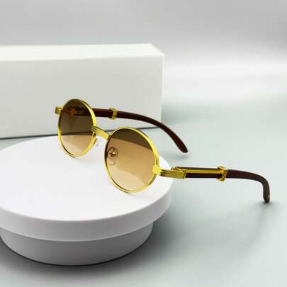 1 副男女通用椭圆形金属时尚眼镜，欧美风格，适合开车