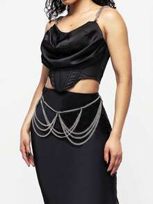 1件哥特式多层流苏吊坠腰链，适合日常佩戴、万圣节、节日和约会。 - 銀色 - 查看 3