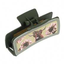 Hair Claw Clips, Highland Cattle Hair Claw Clips For Women, Matte Faux Leather Hair Claw Clips For Thick Hair