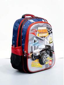 Mochila Escolar Infantil Estampada 3D Tam M REF 1401 - CARRO - Visão 2