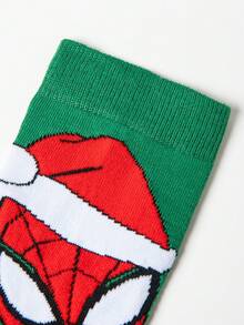 Marvel 2双装圣诞蜘蛛侠超级英雄新年礼物袜子，卡通圣诞老人帽新年动漫男士袜子，趣味角色英雄袜子，漫威袜子 - 彩色 - 查看 7