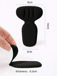 QKC 1 对 T 型二合一防摩擦脚贴，女士高跟鞋贴防掉跟防痛脚跟垫 - 黑色 - 查看 4