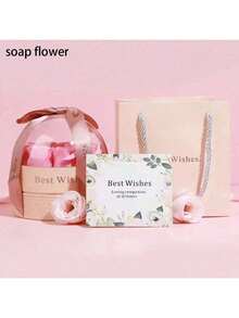 1件浪漫情人节9朵玫瑰香皂花圆形礼盒，女士礼物，情人节送给女友/妻子的最佳选择（不含项链） - 彩色 - 查看 9