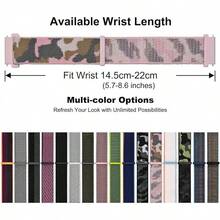 Correa de Reloj de Nylon Ajustable de 18mm, Correa Deportiva de Liberación Rápida (Negra) - Camuflaje rosa - Ver 6