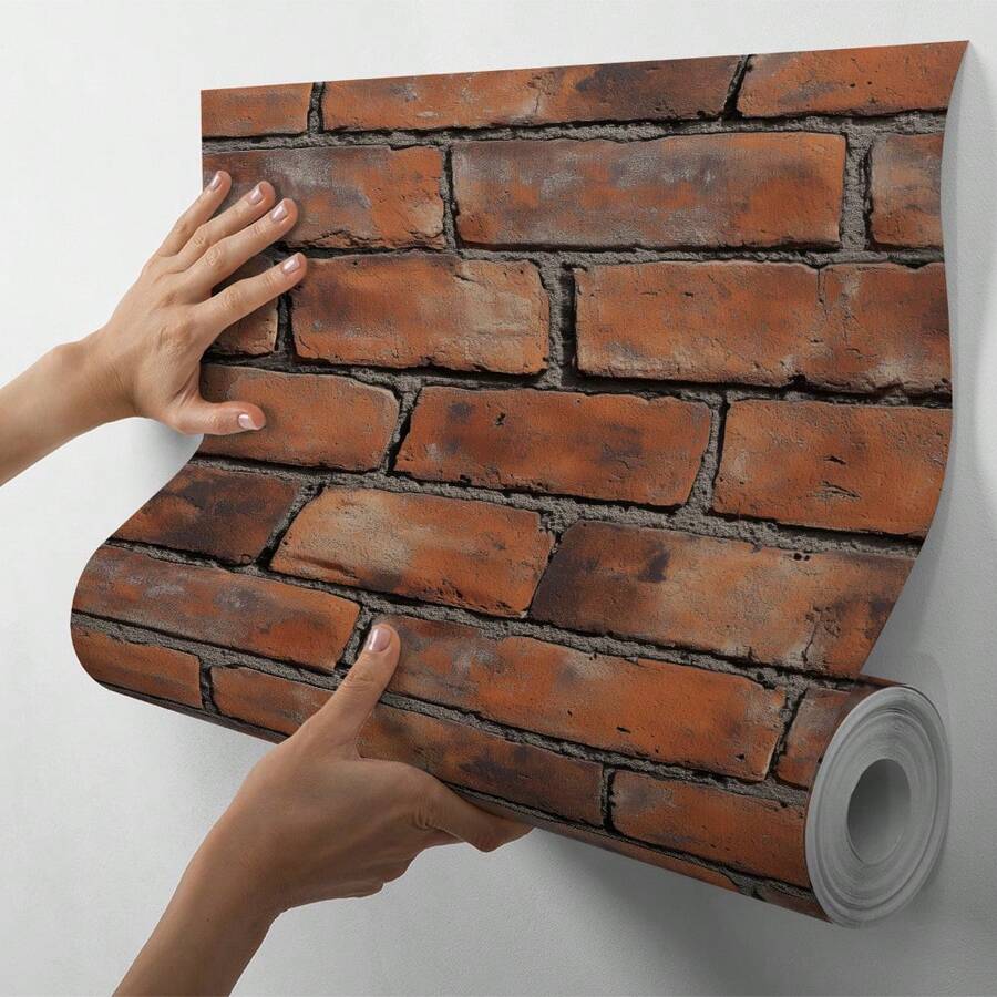 Paper and Wall Rolo 10 metros Papel de Parede Auto Adesivo Tijolo a Vista Canjiquinha Pedras Sala Quarto Cozinha Banheiro Lavável - Tijolinho Envelhecido - Visão 1