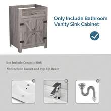 Bathroom Vanity Under Sink Pedestal With 2, Basin Cabinet With Adjustable Shelf, White - 24吋 - 水洗灰 - 查看 6