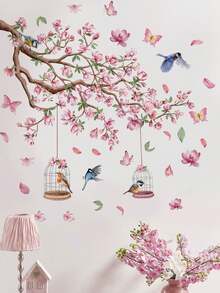 1PC/2pcs Removable PVC Wall Decals – [Flowers, Birds, Peach Branches, Flowers And Grass]Self-Adhesive Waterproof Wall Stickers For Home Decor, Room Decor, Wall Decor, And Kitchen – Easy To Apply, Ideal For Living Room, Bedroom, Or Office