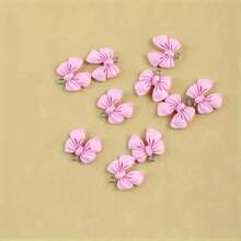 10/20pcs Imitation Fabric Bow Pendant Earrings Chain Ornament Cute Pink Color Bowknot Charm DIY Resin Jewelry Accessories