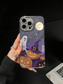 Spooky Pumpkin Personalized Phone Case Compatible With IPhone 16 Pro Max, 15, 14 Plus, 13, 12, 11 Protective Cover - Fine Hole Feather Yarn - View 2