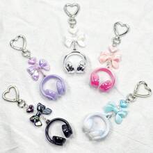 1 pièce Porte-clés écouteurs unisexe dégradé pour mélomanes, dragonne polyvalente pour téléphone, support de carte CCD cool, pendentif sac à dos étudiant, cadeau pour festival de musique, accessoire de voiture pour femmes, porte-clés pour sac