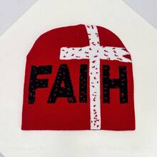 1 件小众嘻哈十字字母针织帽，温暖个性化滑雪帽，适合秋冬季服装 - 彩色 - 查看 10