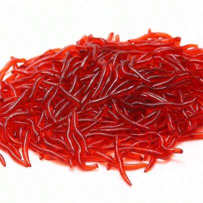 50/100pcs Soft Red Worm Lure 3.5cm Lifelike Artificial Earthworm Bait Fishy Smell Bass Lure Fishing Tackle