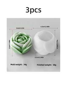 Valentine's Day Floral Candle Silicone Mold DIY Drip Decoration Available In 1pc/3pcs - Suitable For Home Decoration, Fireplace, Living Room, Center Decoration, Office, Valentine's Day Gift, Candle Set, Aromatherapy Candle, Friend Gift, Women's Gift
